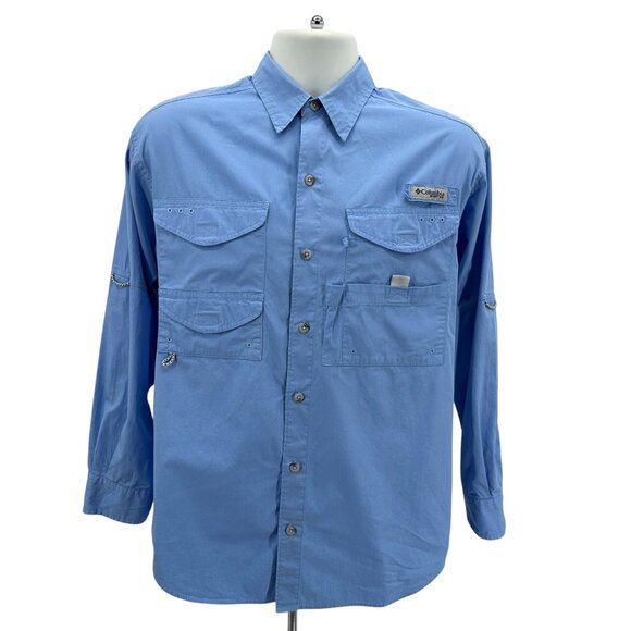 Columbia PFG Mens XS Button Shirt Fishing Ventilated Blue Pockets Outdoors - Picture 1 of 6